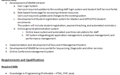 Short-term internship for undergraduates in the field of Information Technology