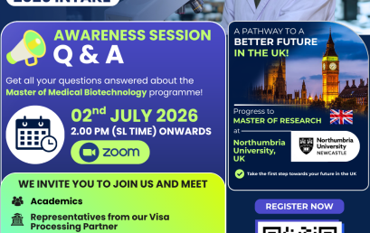 Master of Medical Biotechnology (SLQF Level 9) AWARENESS SESSION