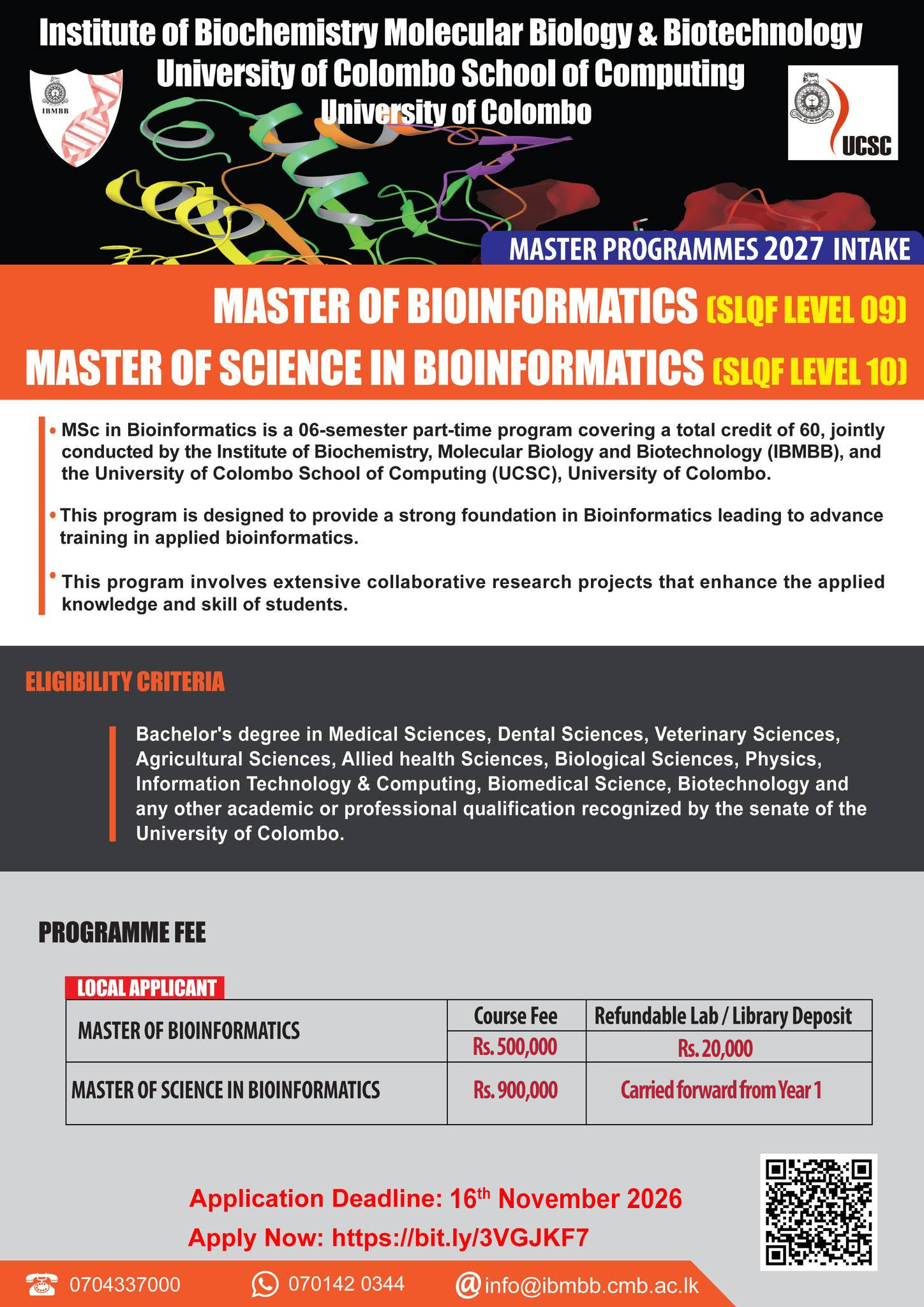 MASTER’S PROGRAM INTAKE FOR THE YEAR 2027
